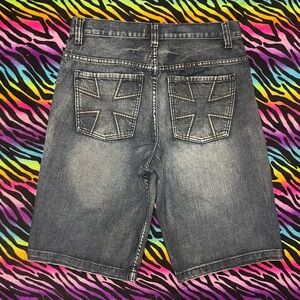 Y2k Grunge Dark Gray Jean Shorts for Men